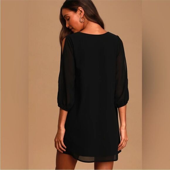Lulu’s  Shifting Dears Black Long Sleeve Mini Dress| Size XL - Picture 2 of 7